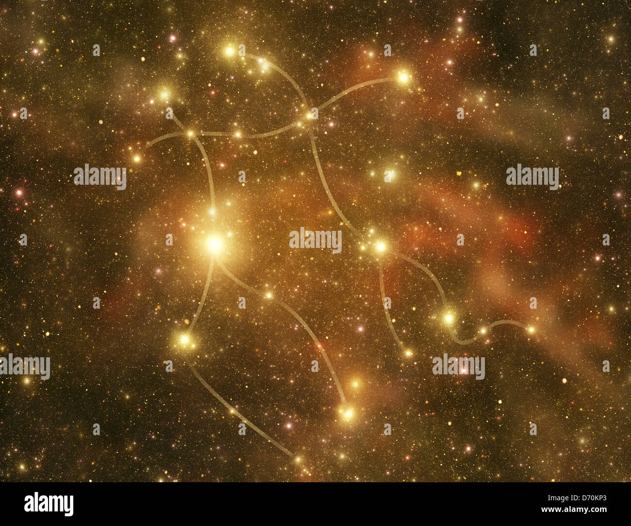 Zodiacal constellation 'Gemini', сolor corresponds to a zodiac sign. Stock Photo