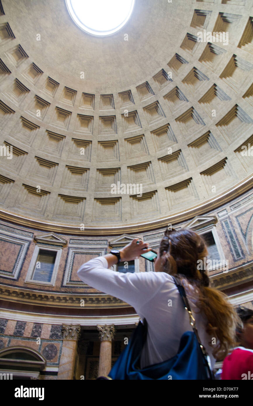 Pantheon Rome Italy tourist photographing historical monuments art Stock Photo