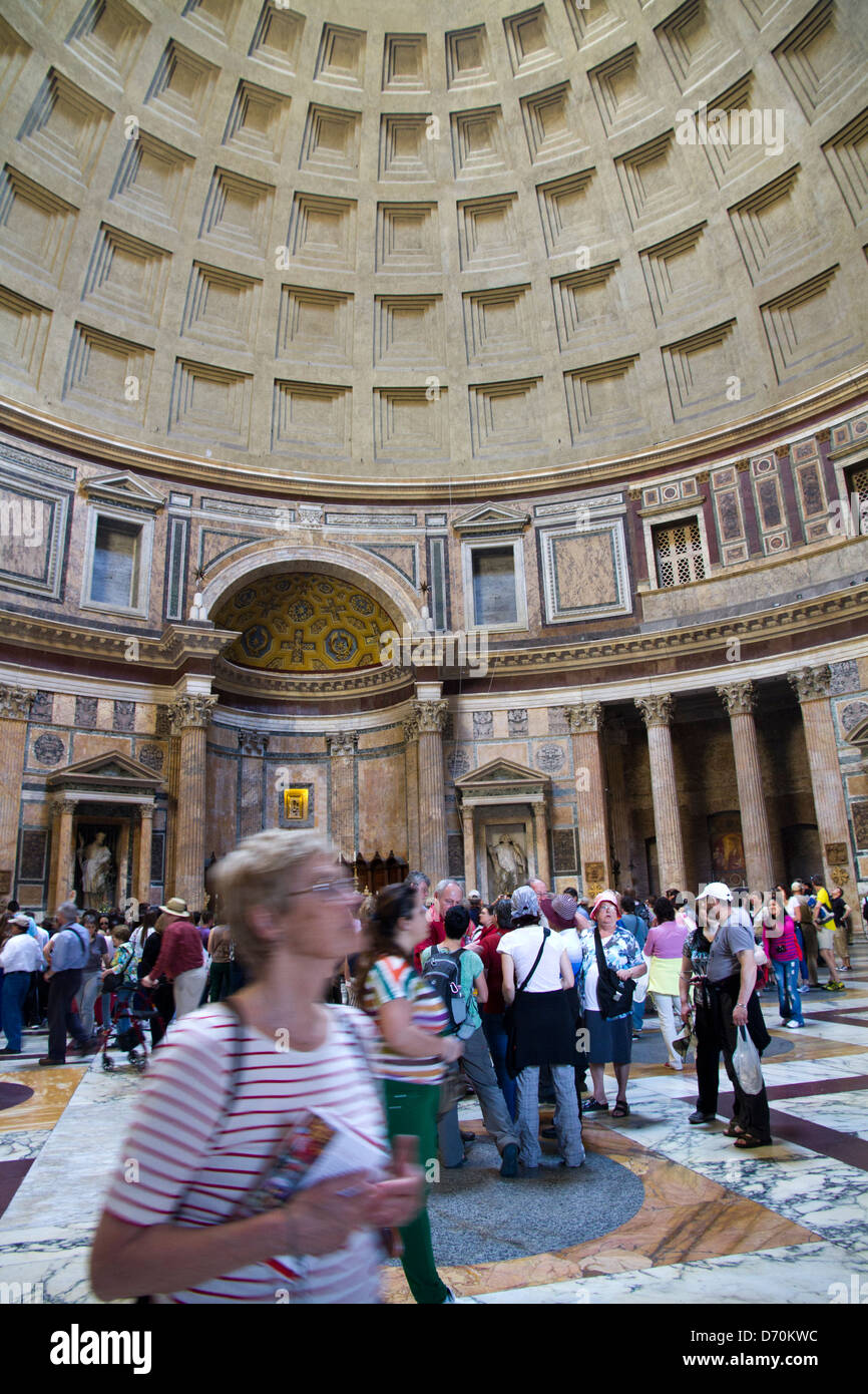 Pantheon Rome Italy tourists visiting historical monuments art Stock Photo