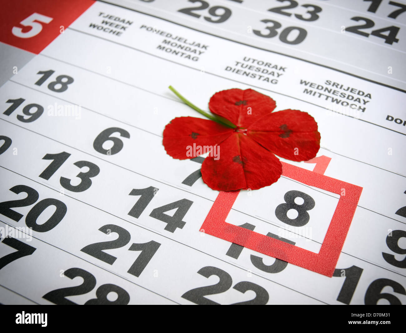 Marked World Red Cross Day marked in the calendar. Stock Photo