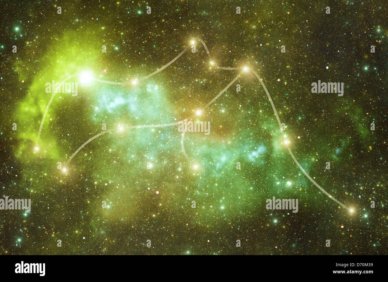 Zodiacal constellation 'Aquarius', сolor corresponds to a zodiac sign. Stock Photo