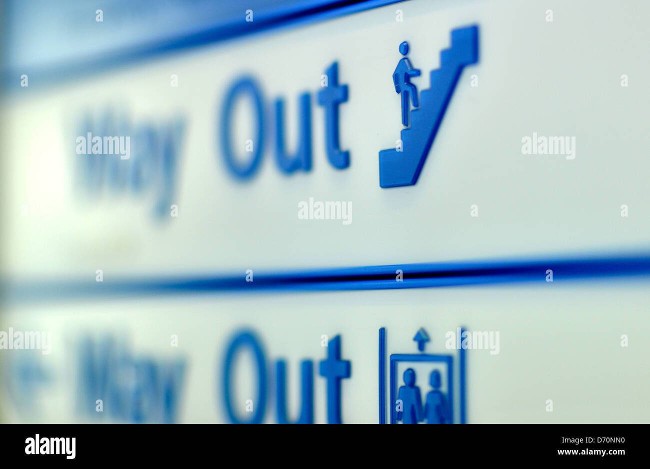A way out sign in a hospital in England Stock Photo