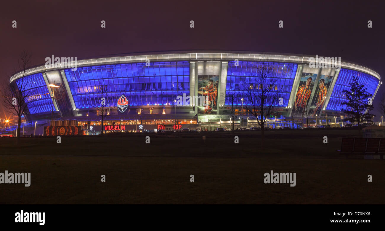 Stadium 'Donbass-arena' (Euro-2012) in Donetsk, Ukraine at night Stock Photo