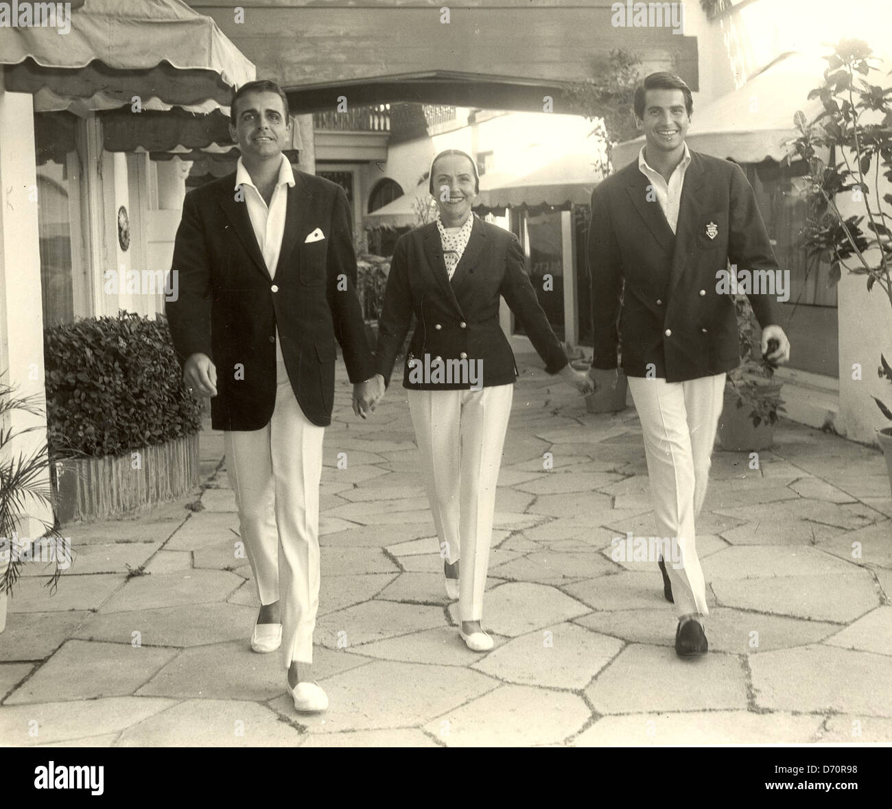 Actor George Hamilton in Palm Beach with his mother Ann Stevens and his step-brother William Potter, 1960. Photo by Bert Morgan Stock Photo
