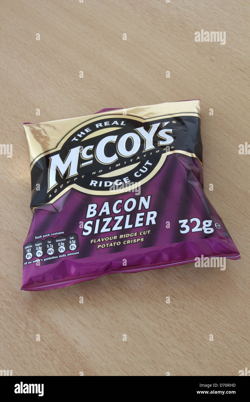 Packet of McCoy's Bacon Flavour Ridge Cut Crisps Stock Photo
