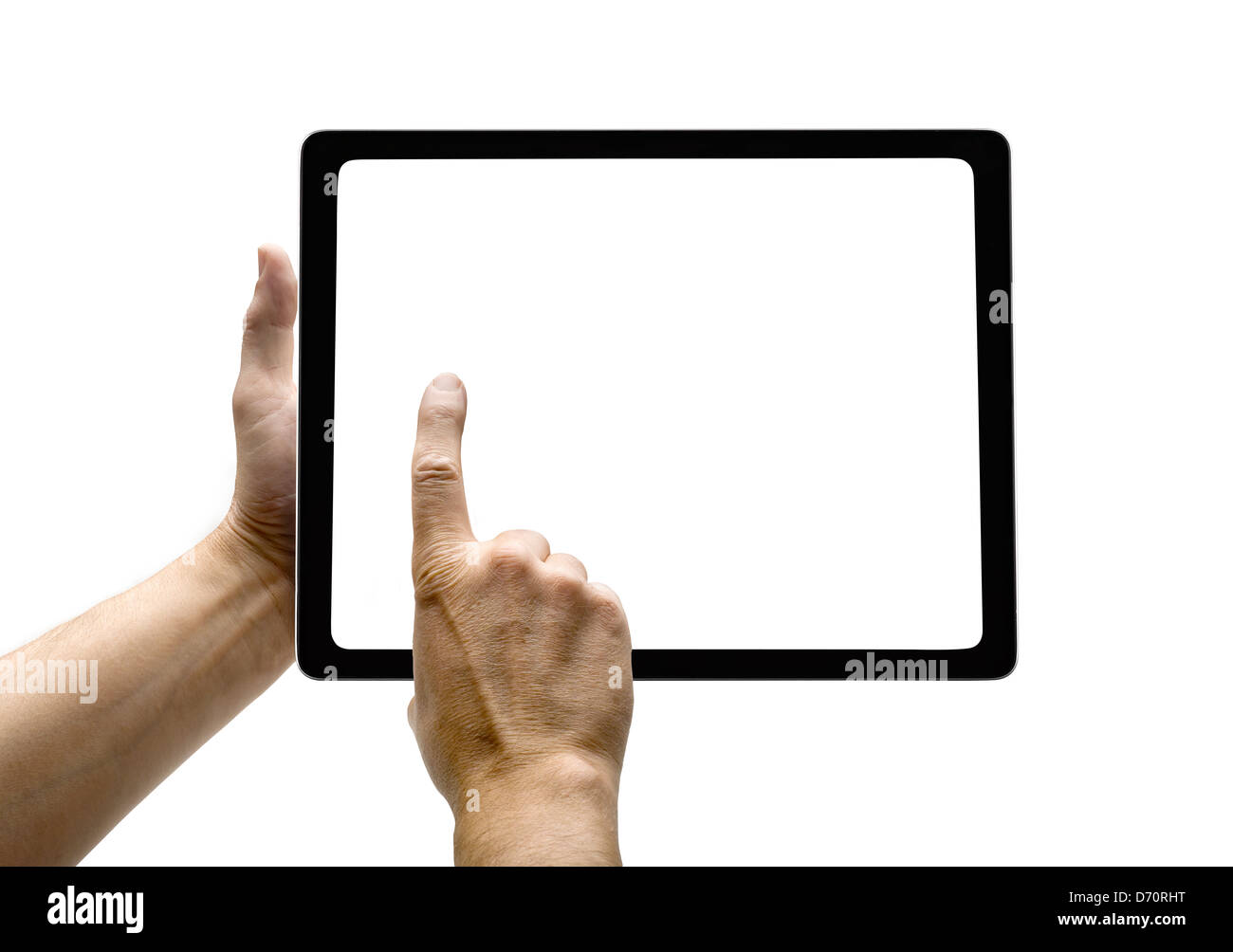 Hands with tablet computer. Isolated on white background Stock Photo ...