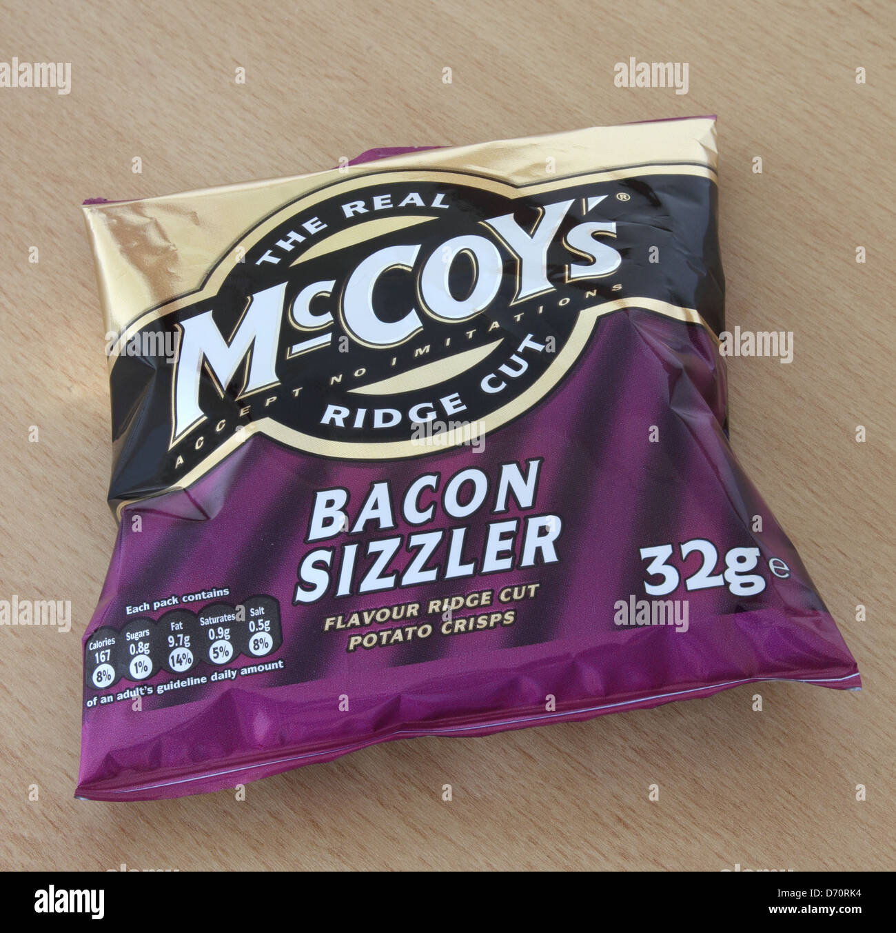 Packet of McCoy's Bacon Flavour Ridge Cut Crisps Stock Photo