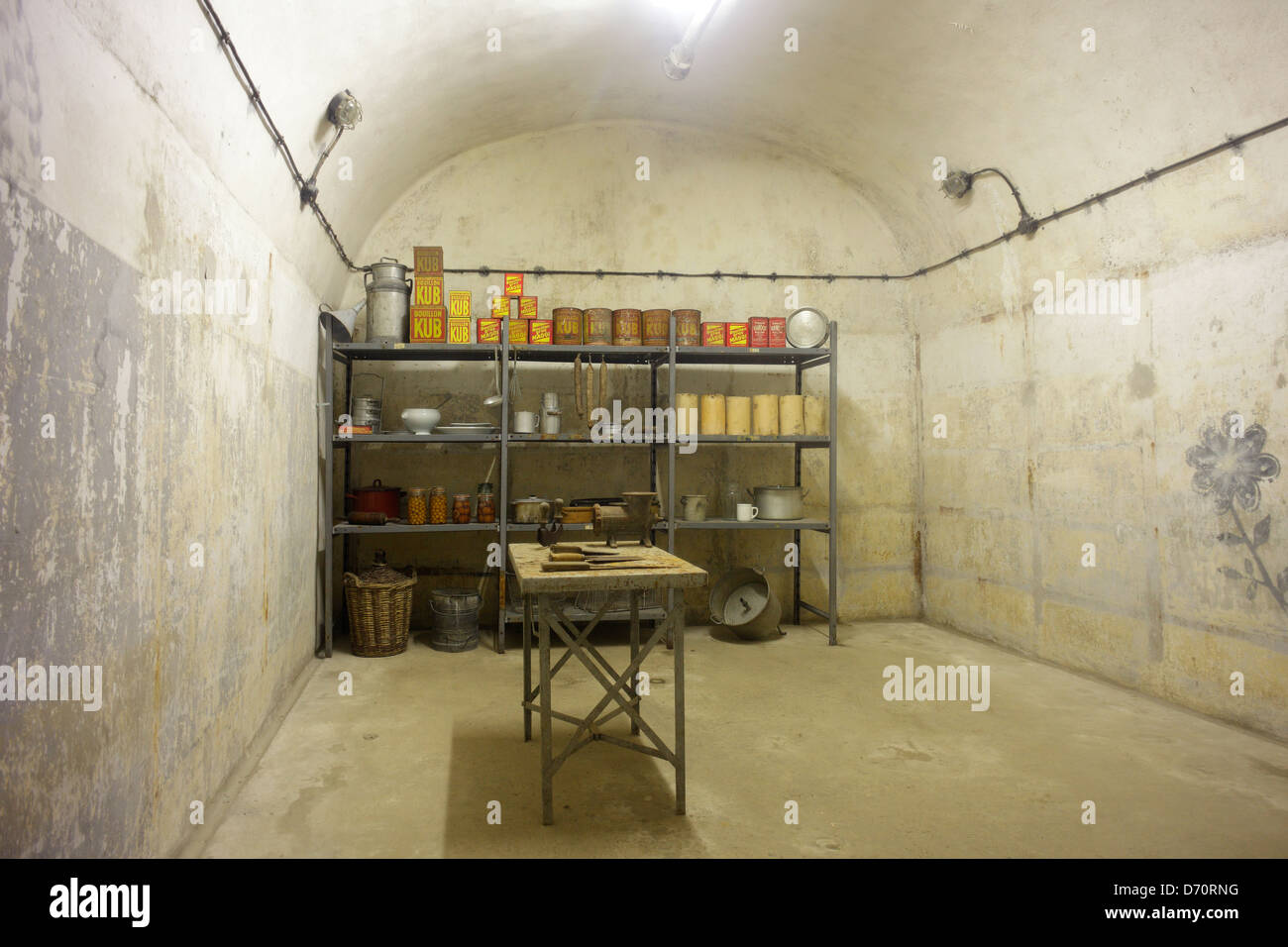 Lembach, France, pantry in the bunker Four-a-Chaux Stock Photo