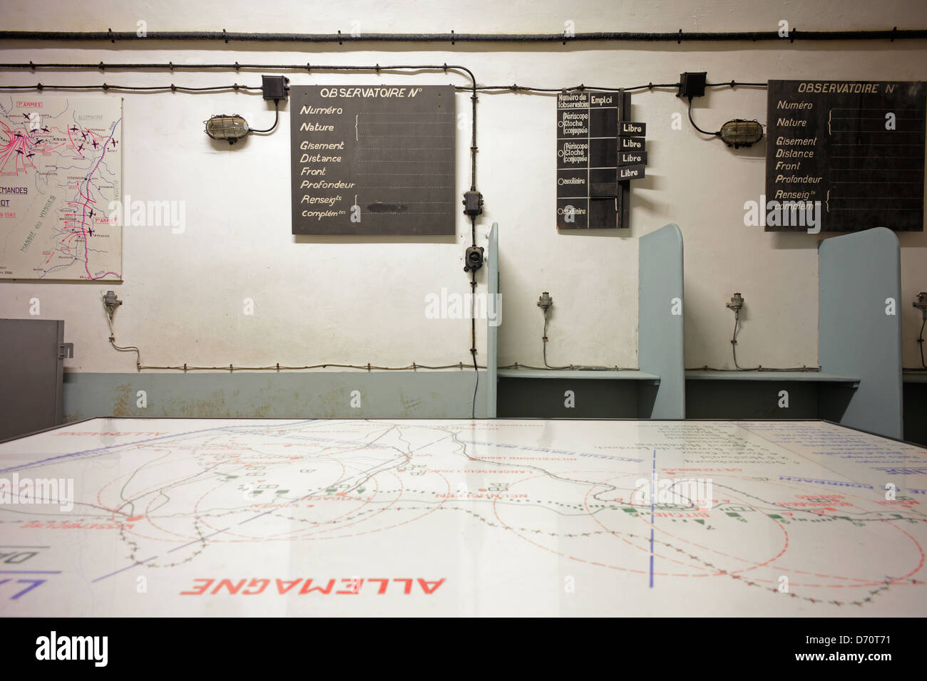 Lembach, France, Command Center and Map in Bunker Four-a-Chaux Stock Photo