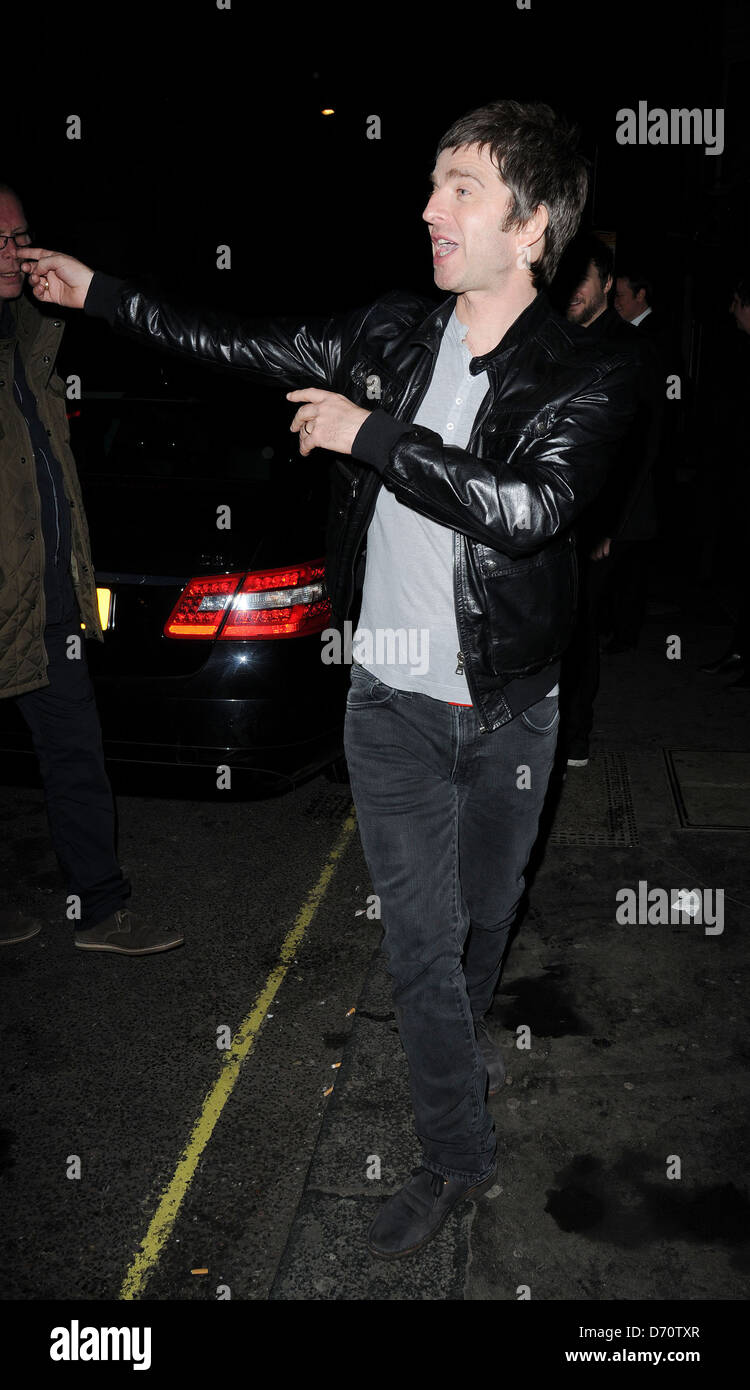 Noel Gallagher in high spirits as he departs Brit Awards 2012 - Sony Music Afterparty at the Arts Club - Outside London, Stock Photo