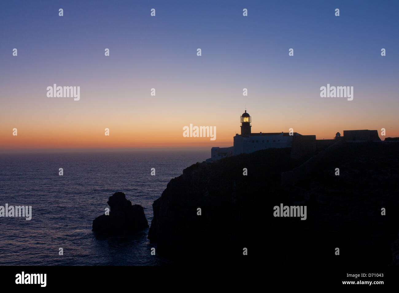 Cape St Vincent Cabo de Sao Vicente lighthouse at sunset Near Sagres ...