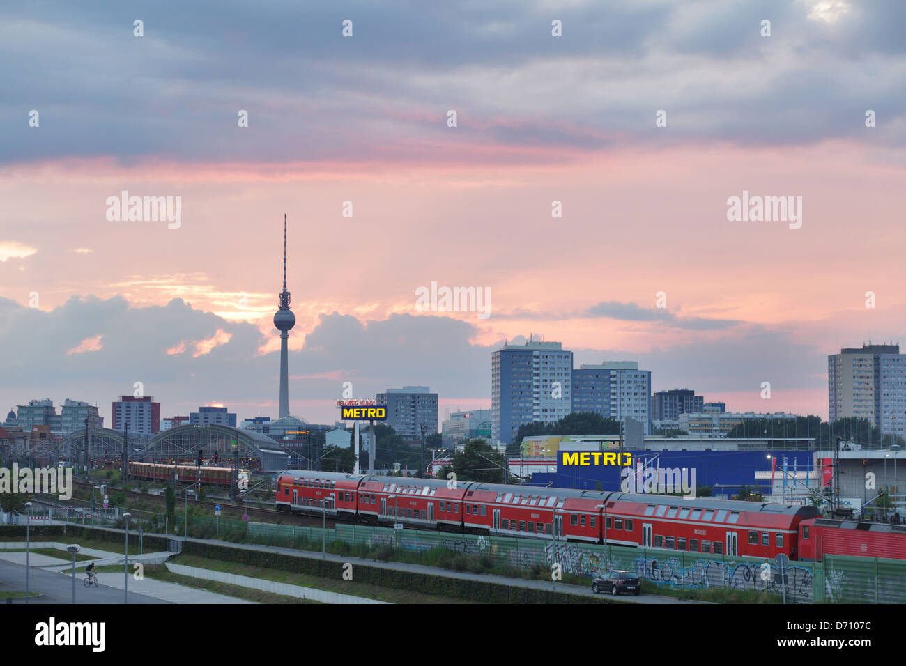Berlin, Germany, panoramic views of Berlin Center at dusk Stock Photo ...