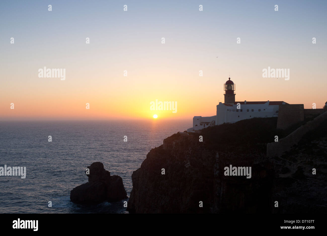 Cape St Vincent Cabo de Sao Vicente lighthouse at sunset Near Sagres ...