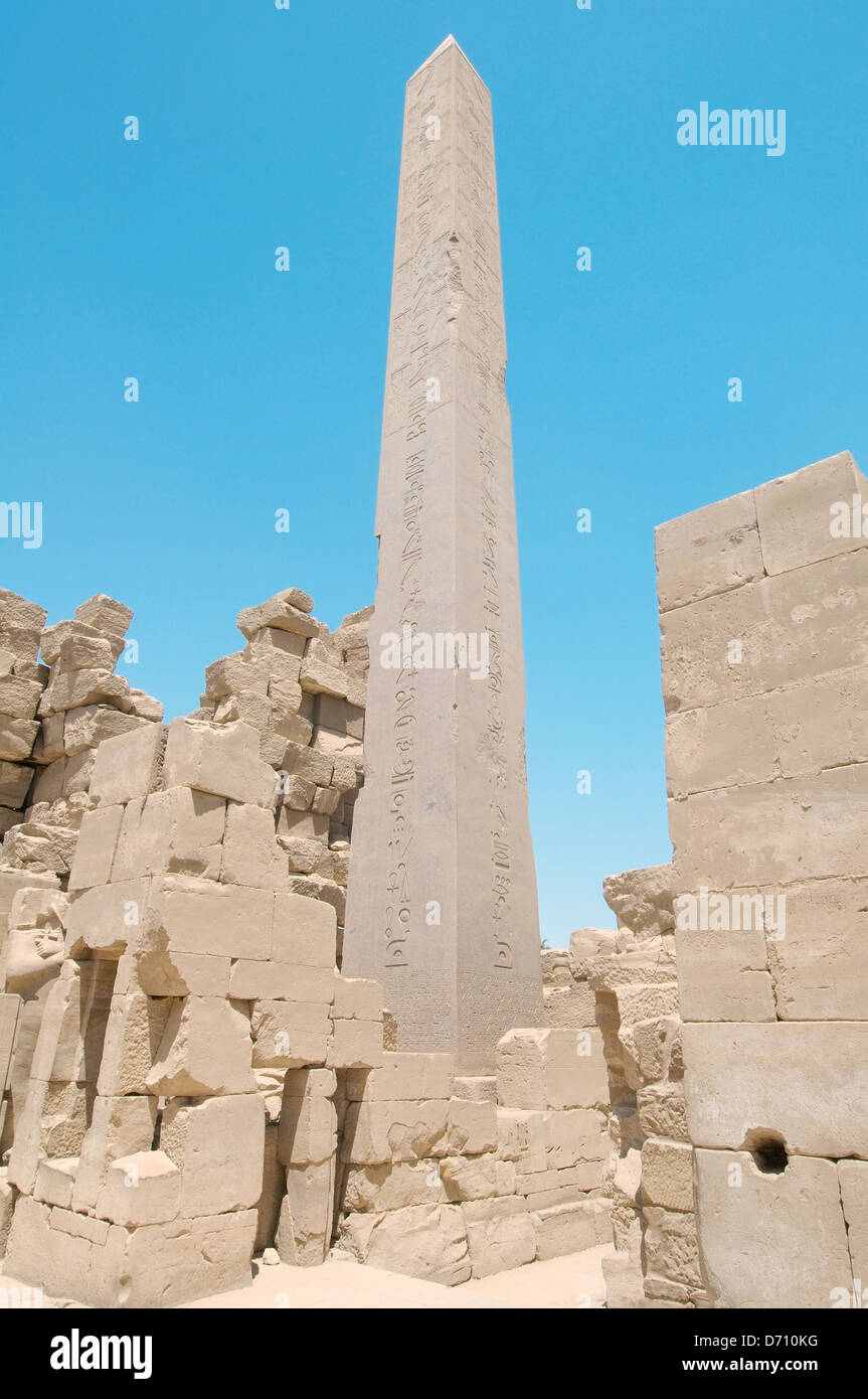 Obelisk, Karnak Temple Complex, UNESCO World Heritage site, Thebes, Luxor, Luxor Governorate, Egypt, Africa Stock Photo