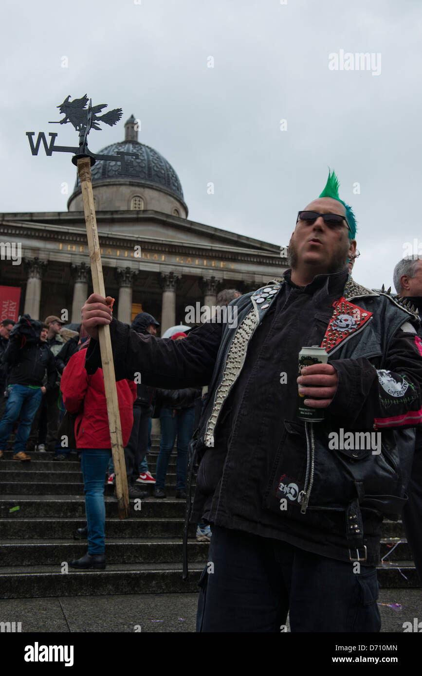 Protesters celebrate the death of Margaret Thatcher by throwing a part on the first Saturday after her death (13/04/13). Stock Photo