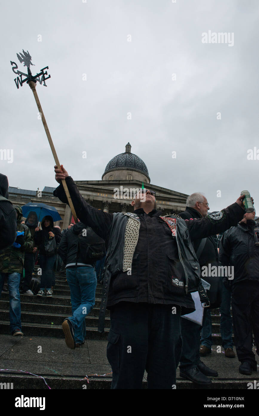 Protesters celebrate the death of Margaret Thatcher by throwing a part on the first Saturday after her death (13/04/13). Stock Photo