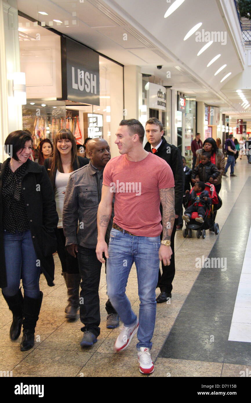Reality TV star, Kirk Norcross arrives at book signing launch event for his autobiography 'Essex Boy: My Story', Sheffield Stock Photo