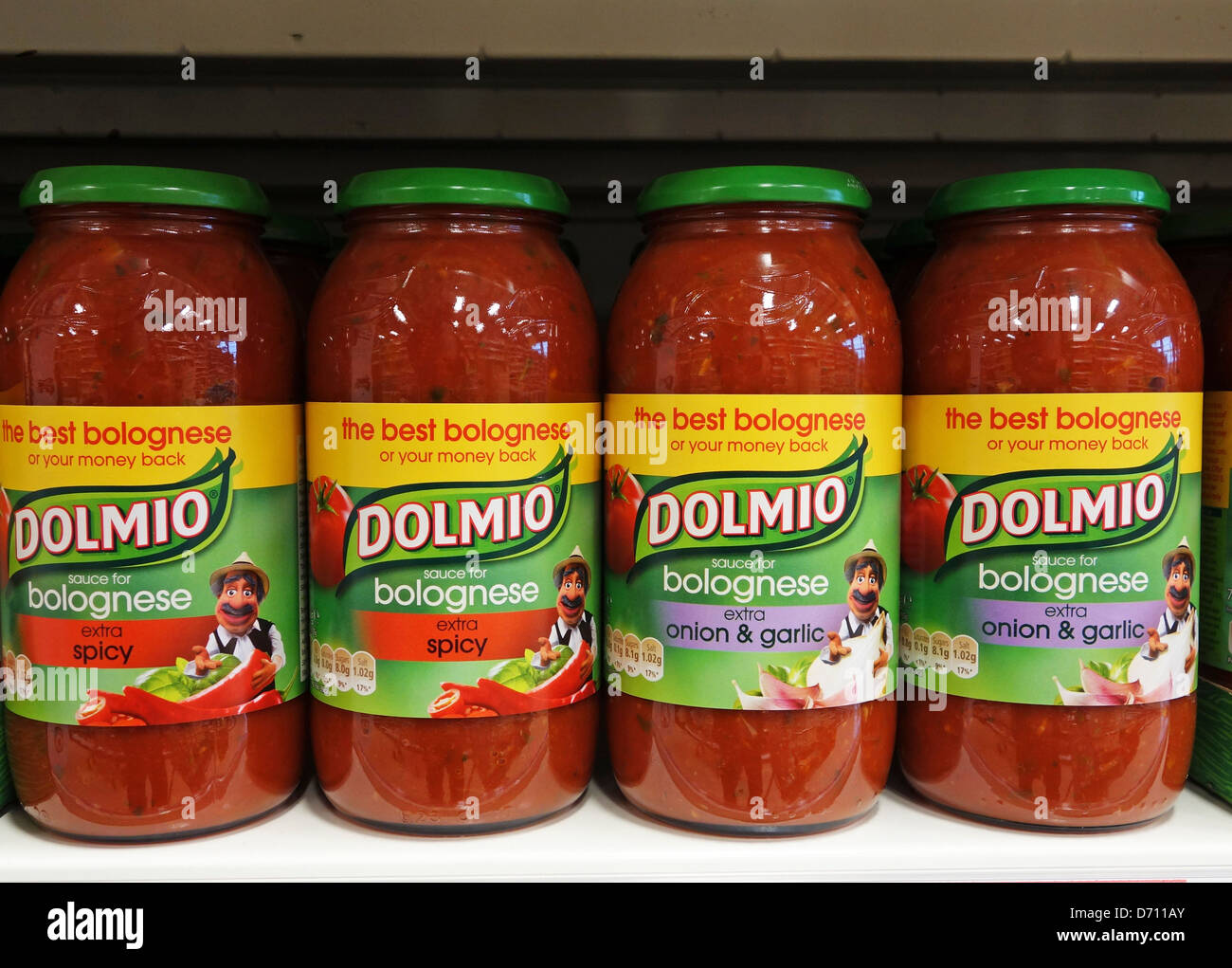 Jars of dolmio bolognese sauce Stock Photo