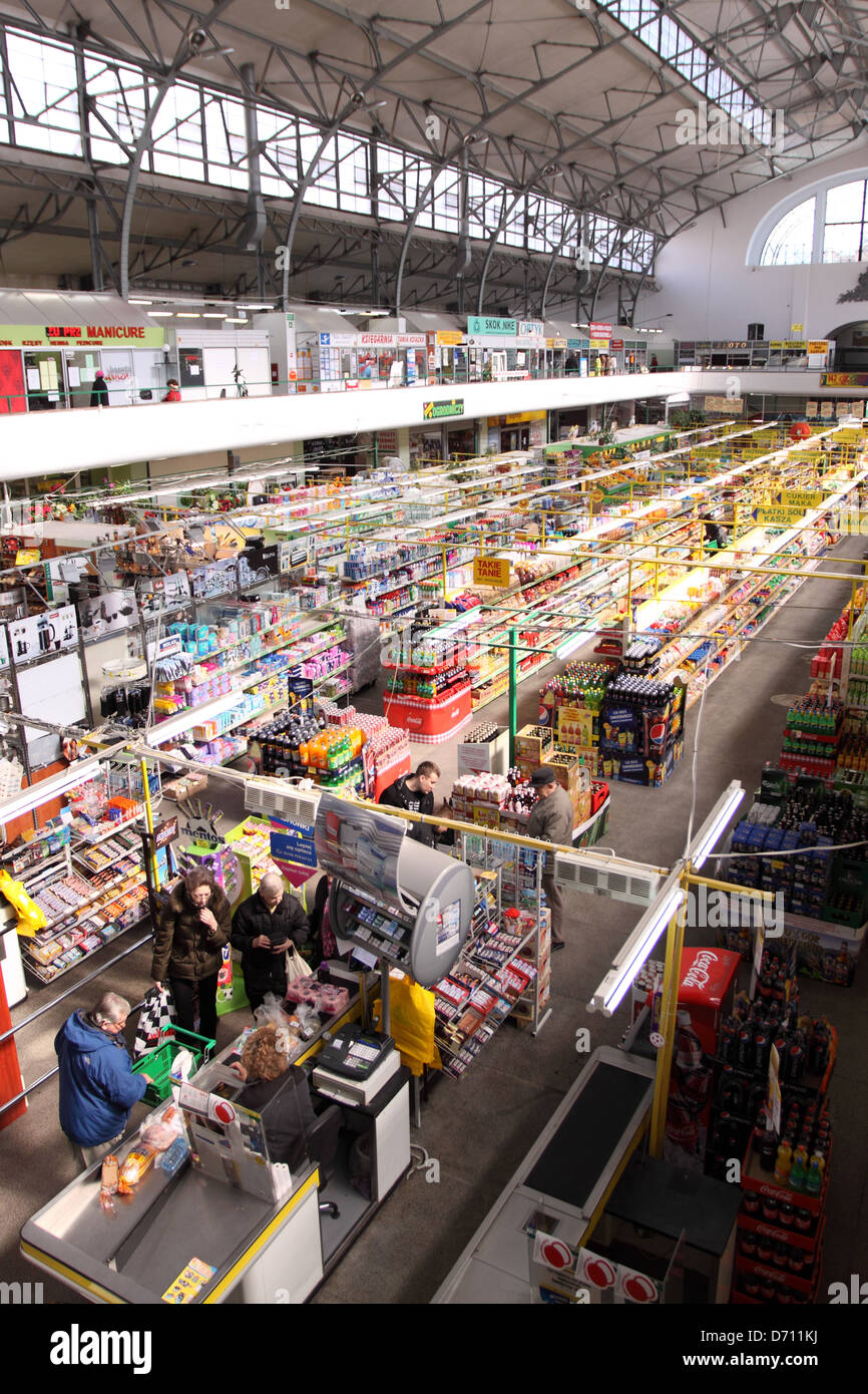 Warsaw Poland supermarket inside the Hala Mirowska shopping market