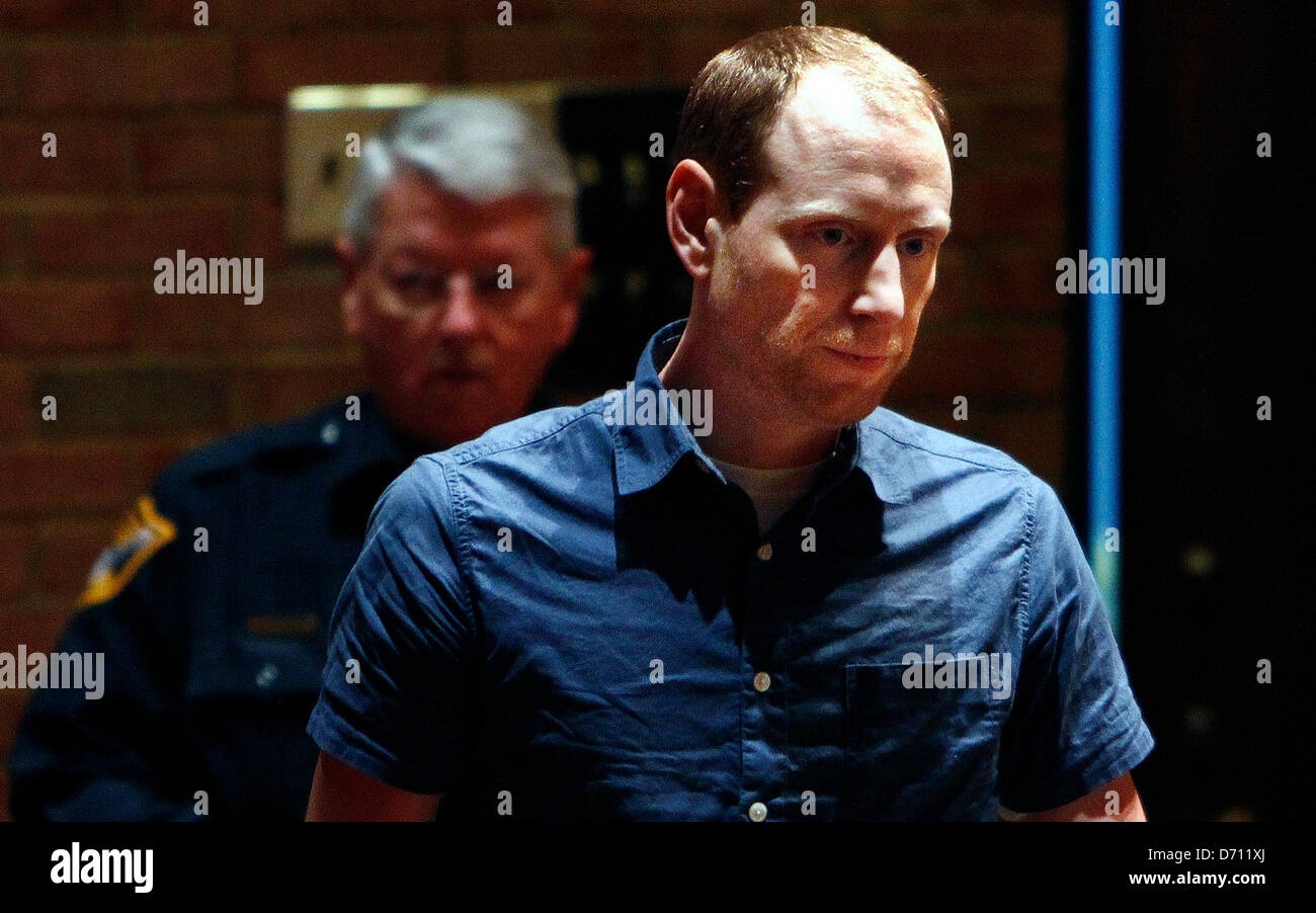 April 24, 2013 - Germantown, Tenn, U.S. - April 24, 2013 - Chris Jones appears in a Germantown court on the charge of second-degree murder Wednesday in the death of his wife Heather Palumbo-Jones. (Credit Image: © Mark Weber/The Commercial Appeal/ZUMAPRESS.com) Stock Photo