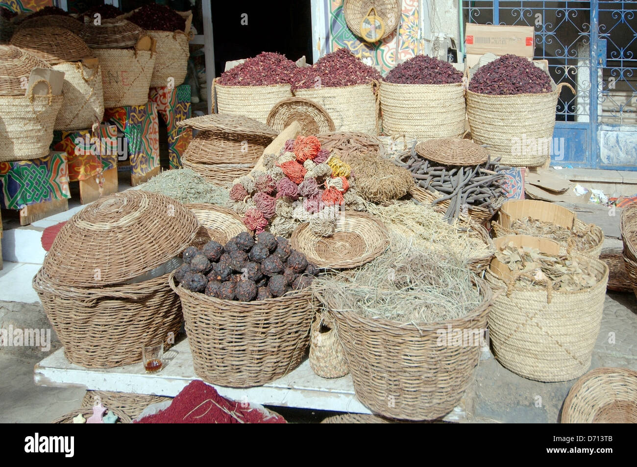 Sale of different varieties of tea, Old Market, Sharm el-Sheikh, Sinai Peninsula, Egypt  Stock Photo
