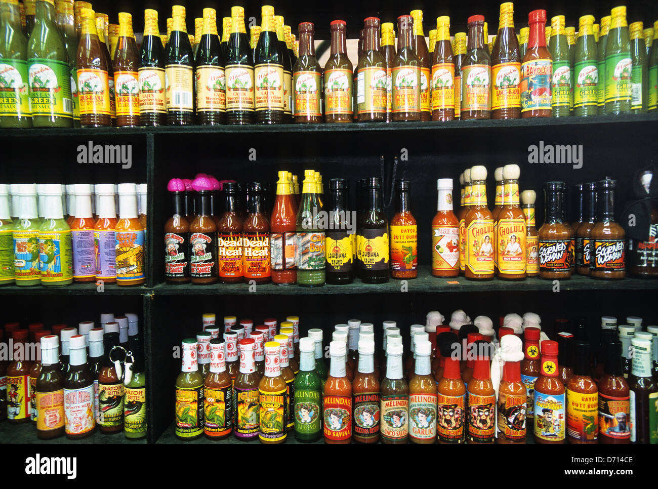 Elk2831850 Louisiana, New Orleans, French Quarter, Vieux Carre, French Market, hot sauces Stock