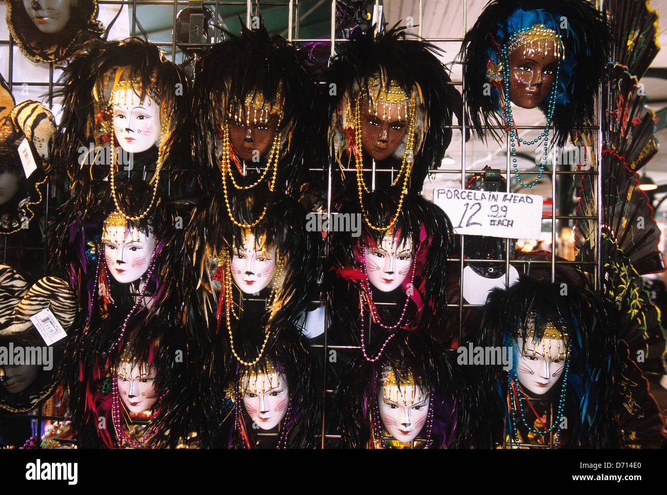 Elk283-1851 Louisiana, New Orleans, French Quarter, Vieux Carre, French Market, decorative Carnival masks Stock Photo