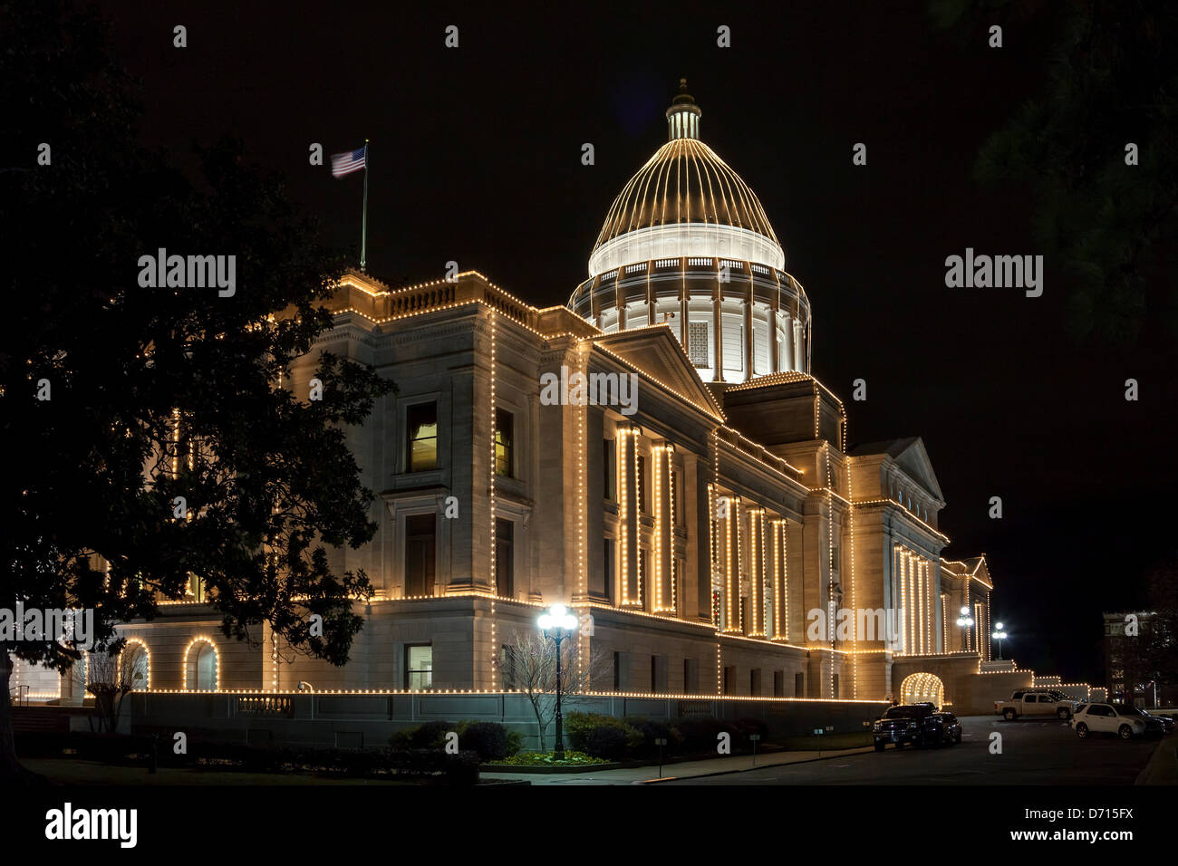 Government Building Decorated Christmas Lights High Resolution Stock