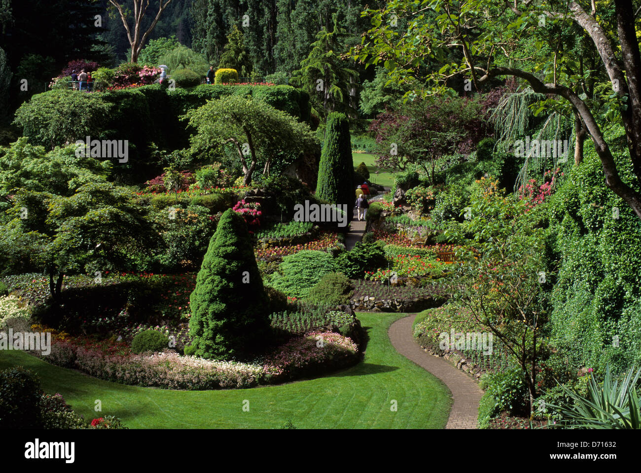Canada, Bc, Vancouver Island, Butchart Gardens, Sunken Garden Stock