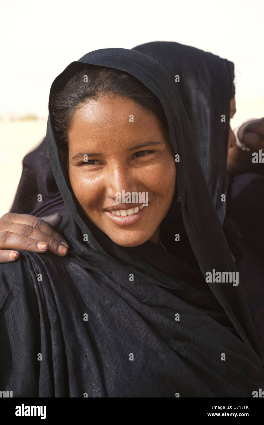 Mali, Near Timbuktu, Sahara Desert, Tuareg Woman, Portrait Stock Photo