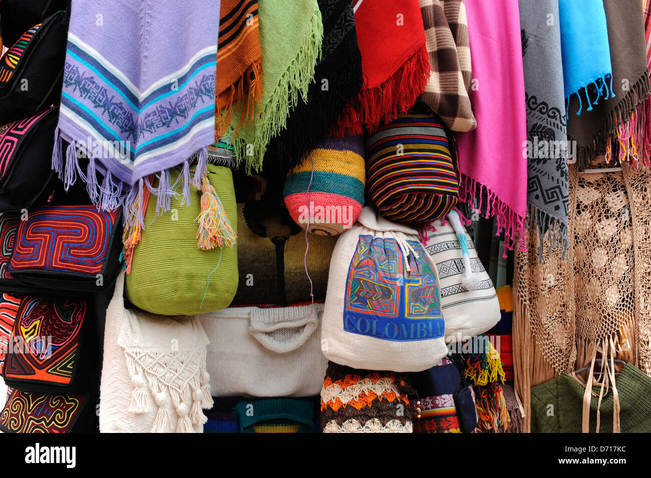 Colorful Colombian Mochila Bags In Market Near The Gold Museum In La  Candelaria, The Old Town Of Bogota, Colombia Stock Photo - Alamy