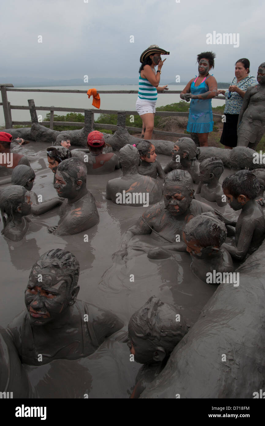 People Taking Mud Bath In Crater Of Totumo Volcano Near Cartagena