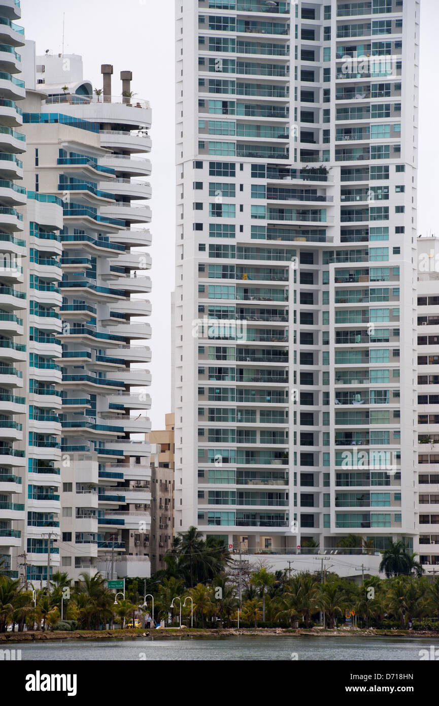 View Of Apartment Buildings In Bocagrande, Cartagena, Colombia Stock