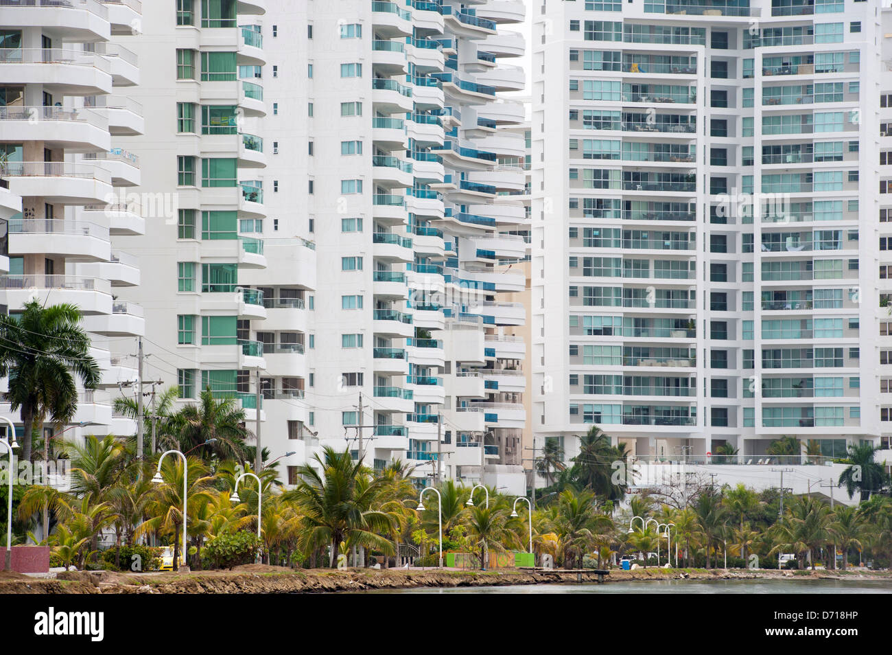 View Of Apartment Buildings In Bocagrande, Cartagena, Colombia Stock
