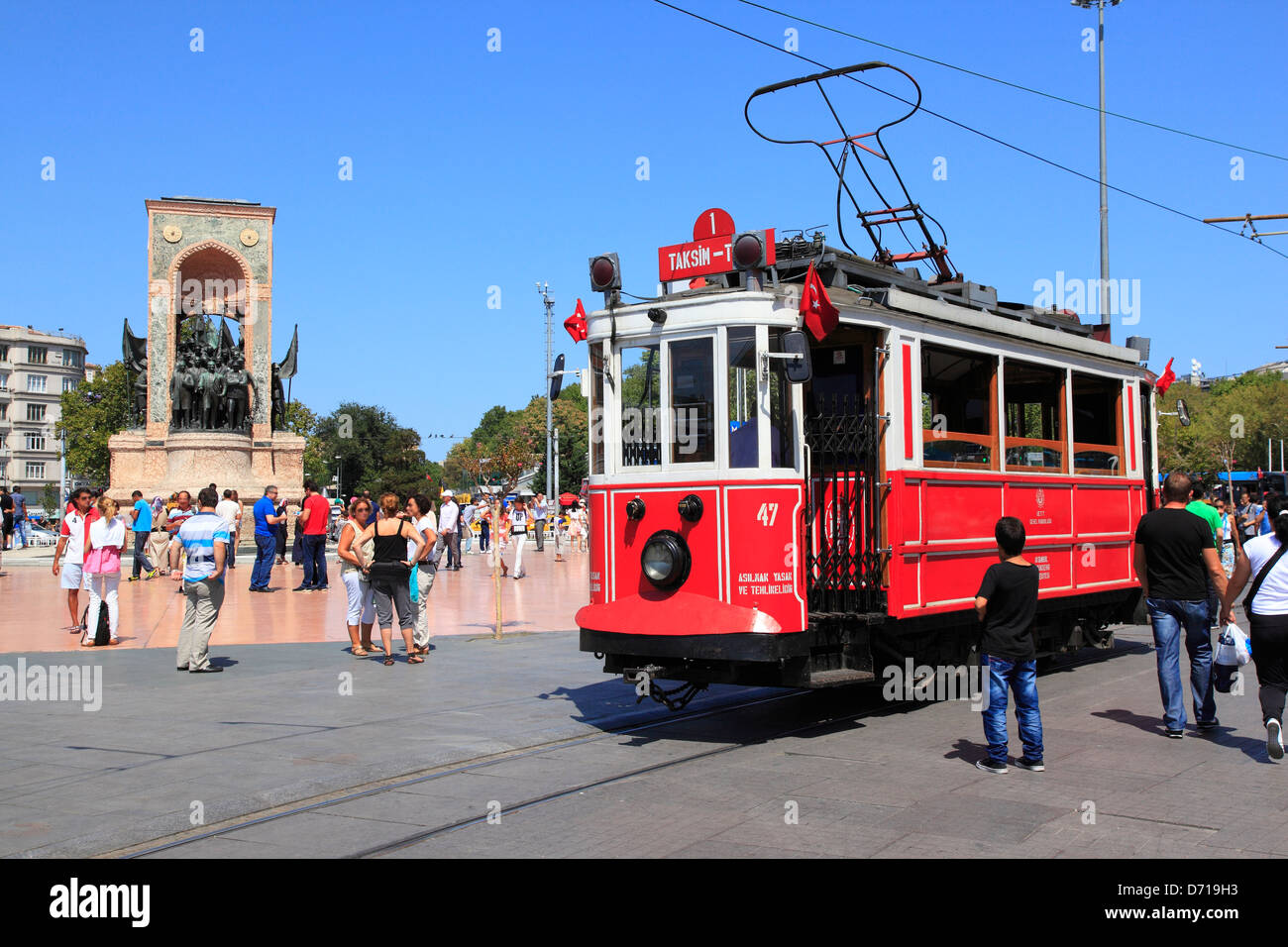 Nostalgic Tram at Istanbul, Turkey Stock Photo