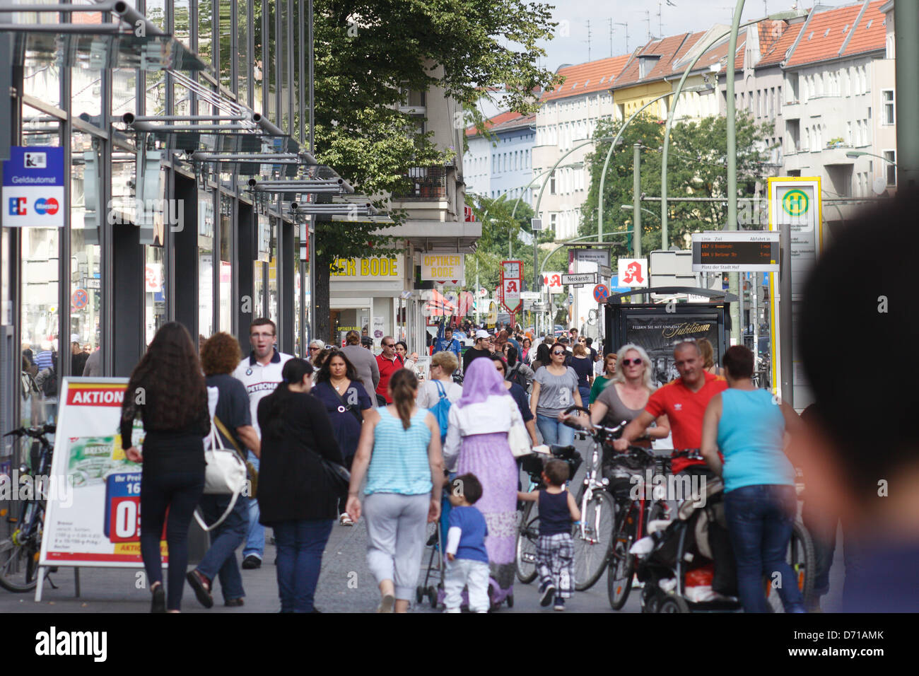 Berlin, Germany, passers-by in the Karl-Marx-Strasse in Berlin-Neukoelln Stock Photo
