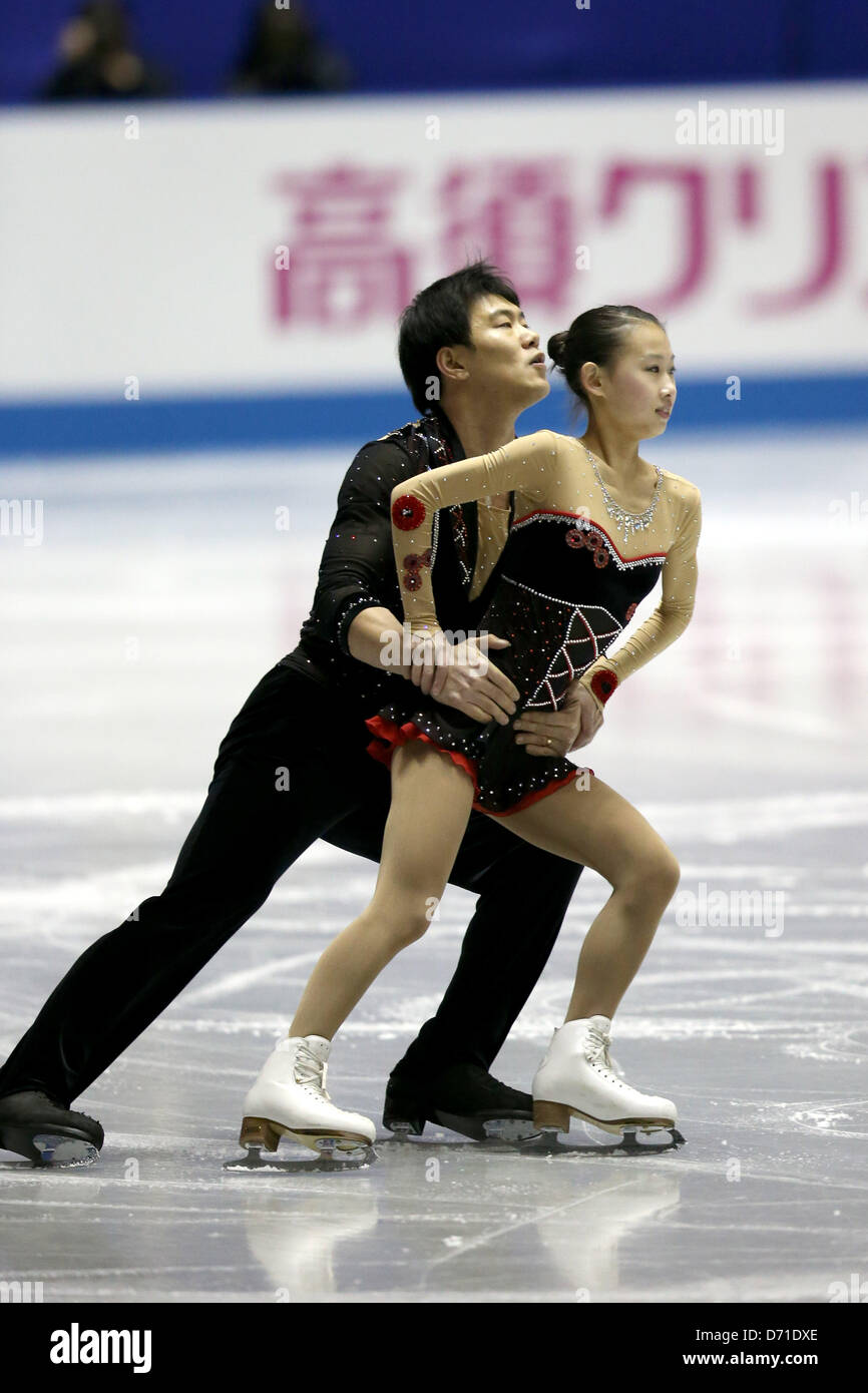 Peng Cheng & Zhang Hao (CHN), APRIL 12, 2013 - Figure Skating : the Pair short program during the ISU World Team Trophy 2013 in Tokyo, Japan. (Photo by Koji Aoki/AFLO SPORT) Stock Photo