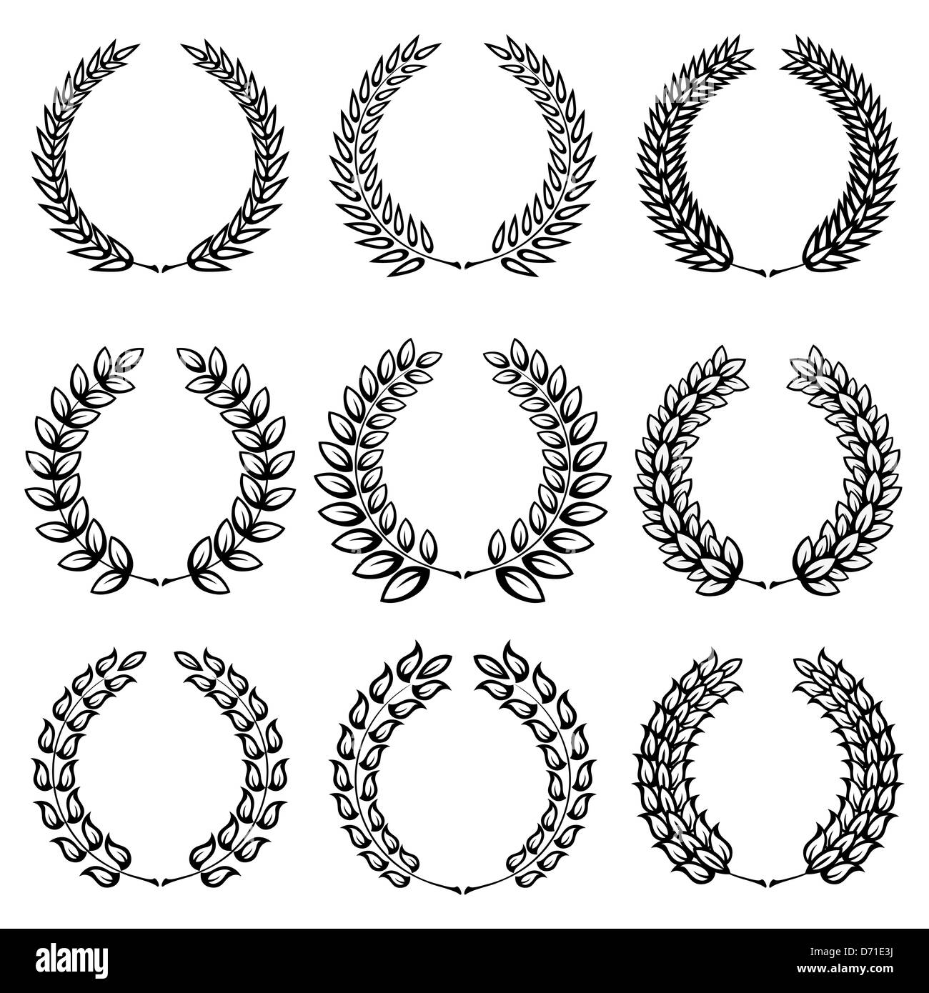 Set Black Laurel Wreath On High Resolution Stock Photography and Images ...