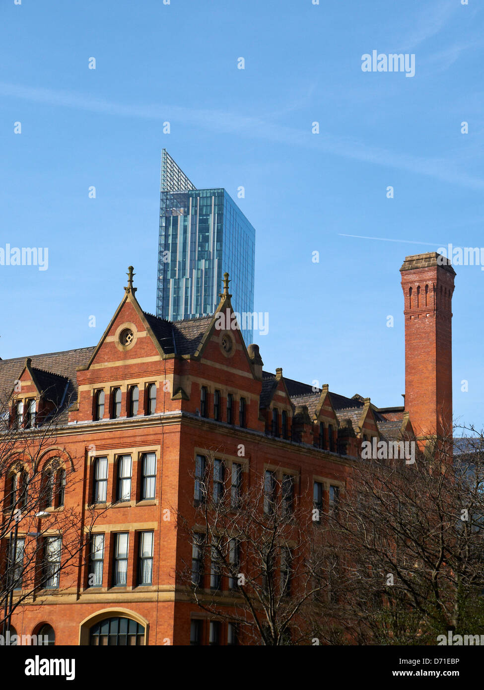 Chepstow house and Beetham tower, mixed architecture in Manchester UK