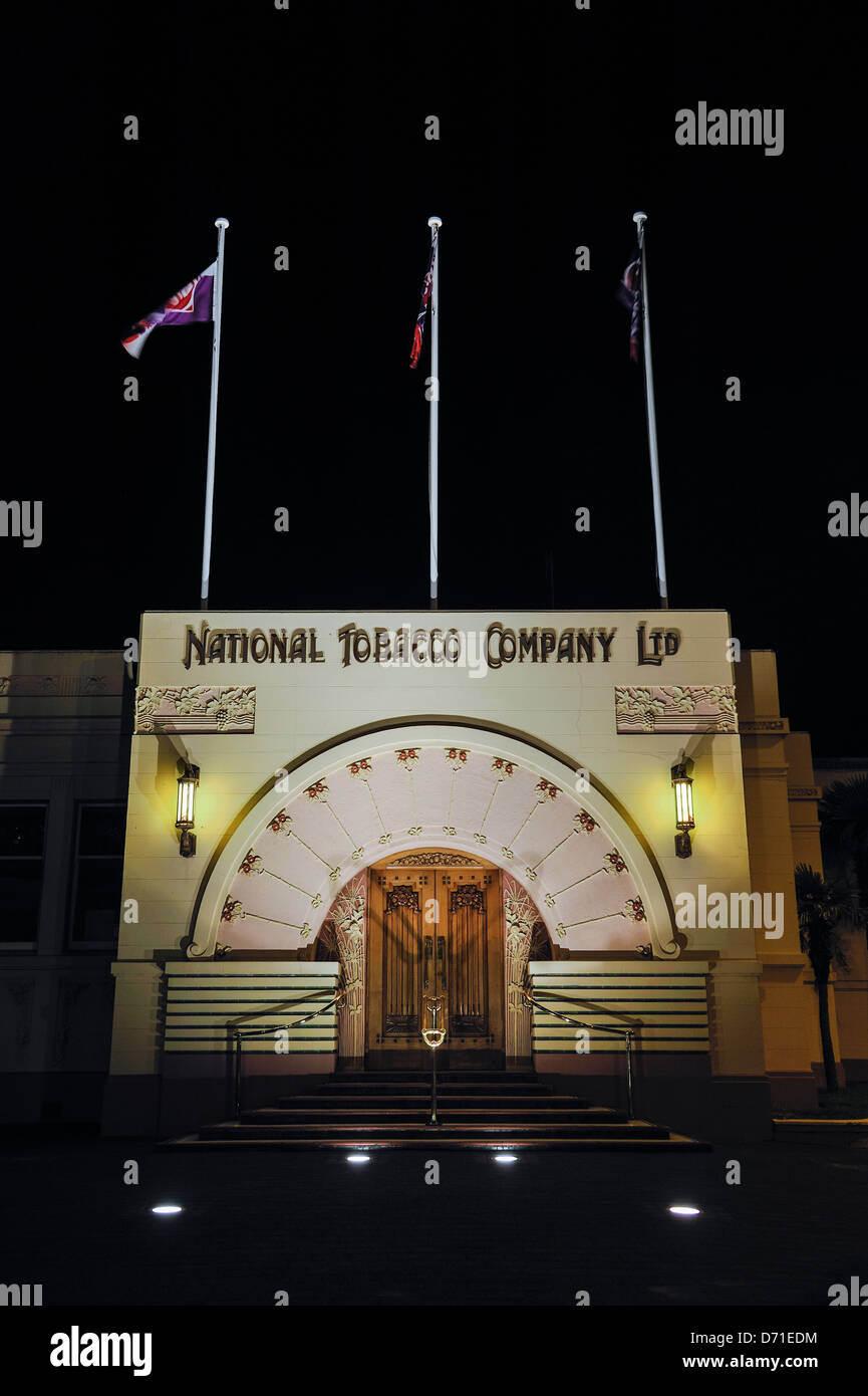 National Tobacco Company building, one of Napier's art deco highlights, built in 1933. 1 Ossian Street, Napier, New Zealand Stock Photo