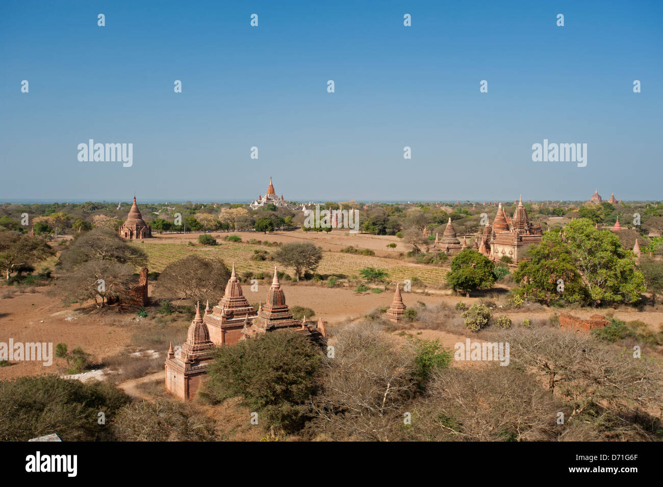 The distant Ananda pagoda Bagan Myanmar (Burma) Stock Photo
