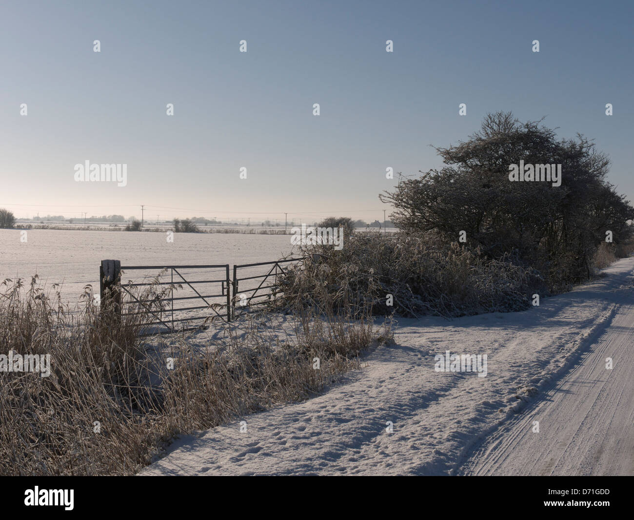 Snowy field, Seaholme Rd. Mablethorpe Stock Photo Alamy