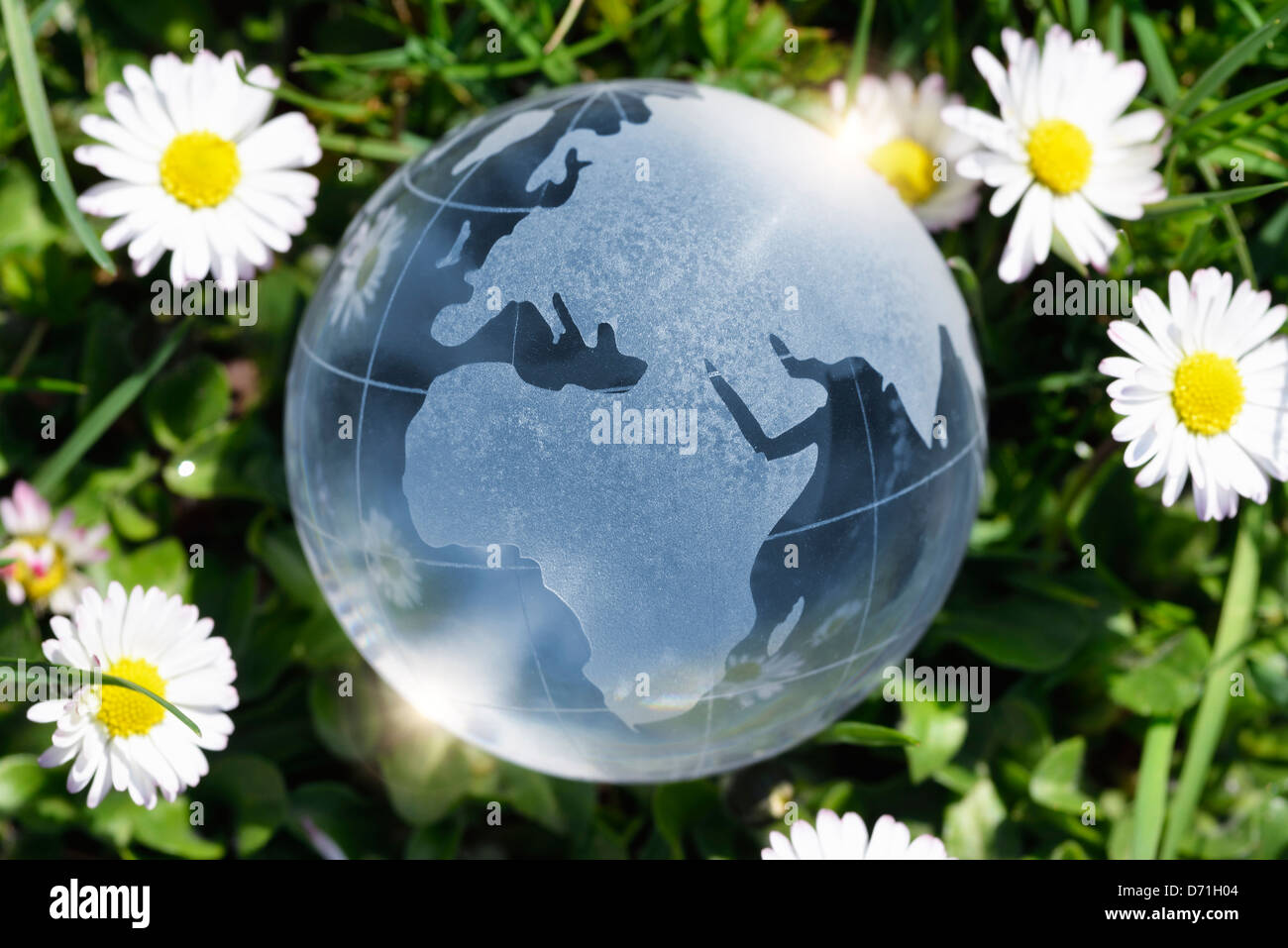 Globe in the grass, lastingness Stock Photo