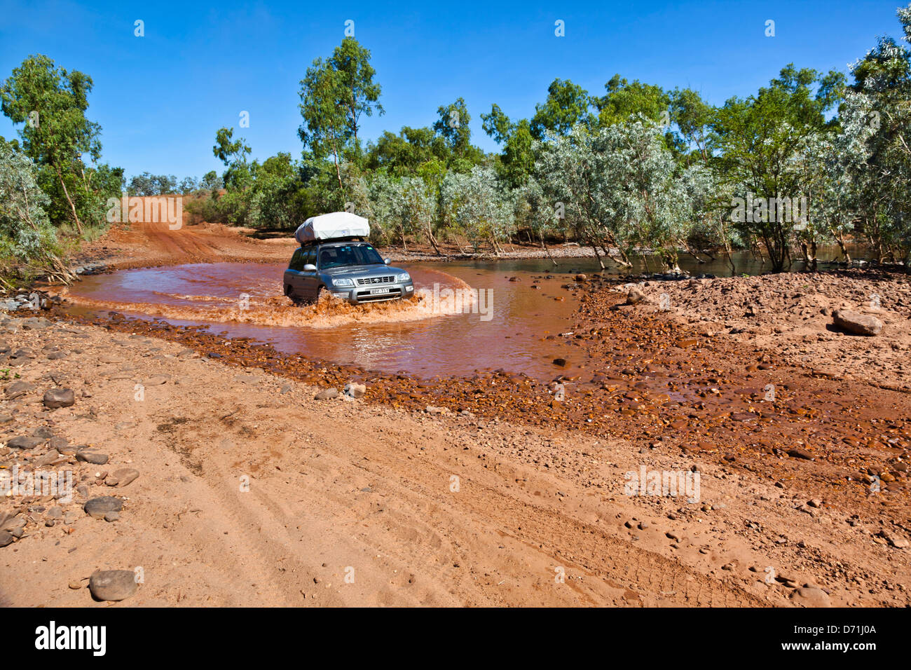 Australia, Northern Territory, creek crossing at Carpentaria Hwy, Wollogorong Rd Stock Photo