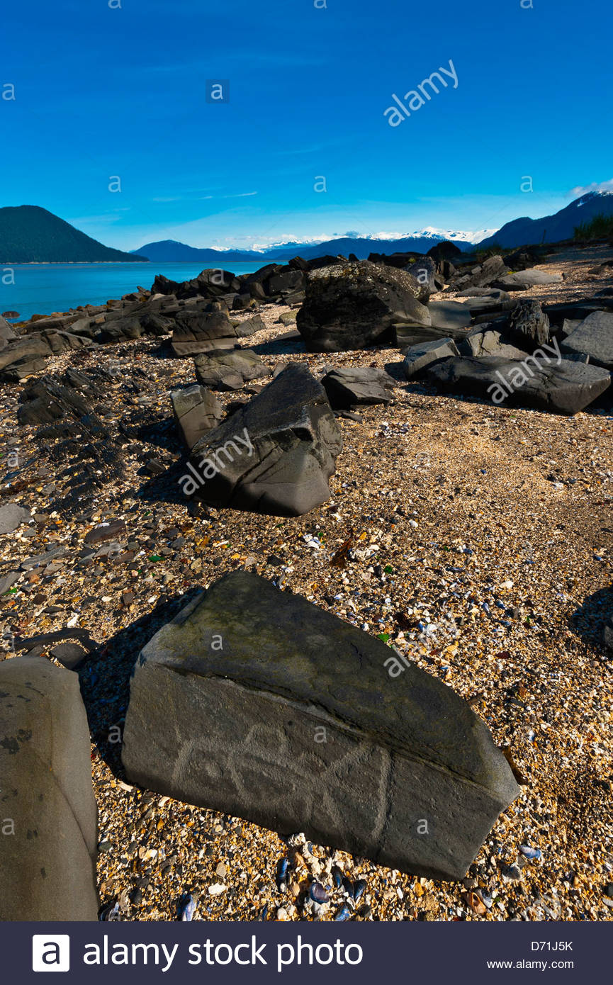 Petroglyph Beach Wrangell, Alaska Stock Photos & Petroglyph Beach