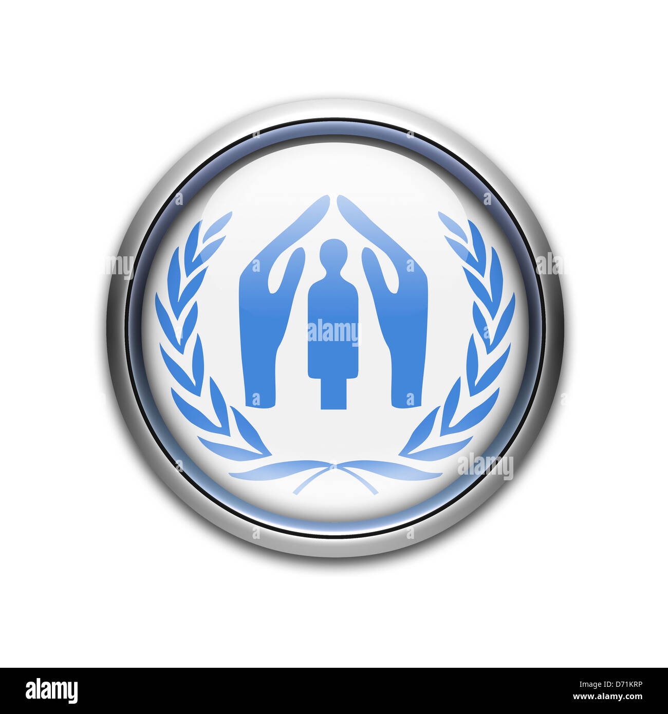 UNHCR / UN Refugee Agency logo symbol icon flag Stock Photo