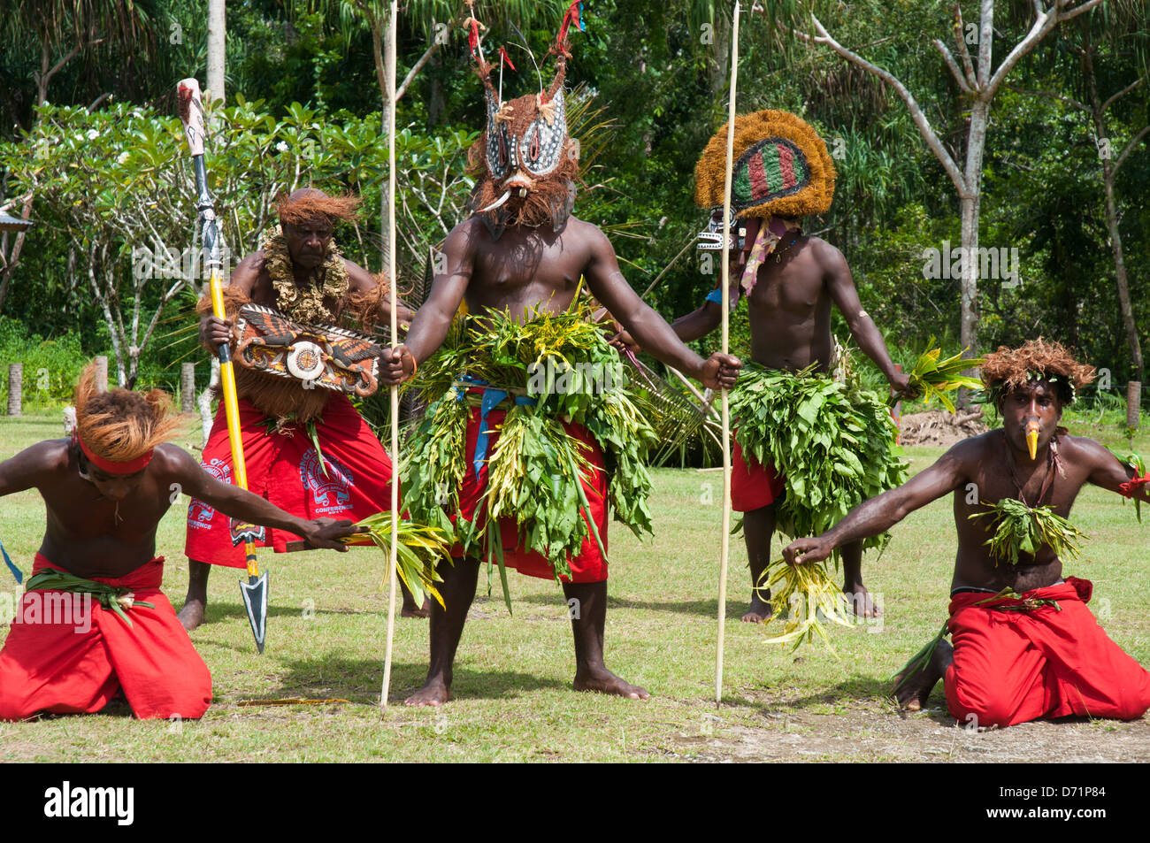Melanesian welcome dance performed in New Ireland, Papua New Guinea