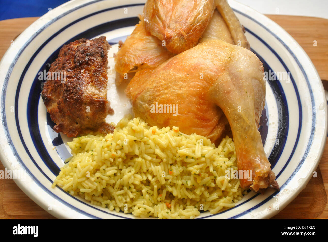 Healthy Chicken and Rice Dinner Stock Photo