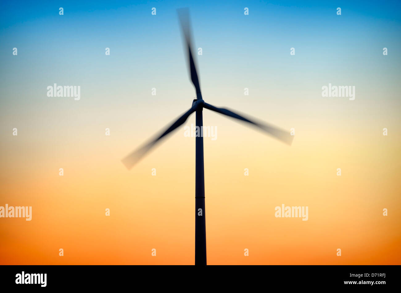 Wind turbine at sundown in Hamburg, Germany, Europe Stock Photo