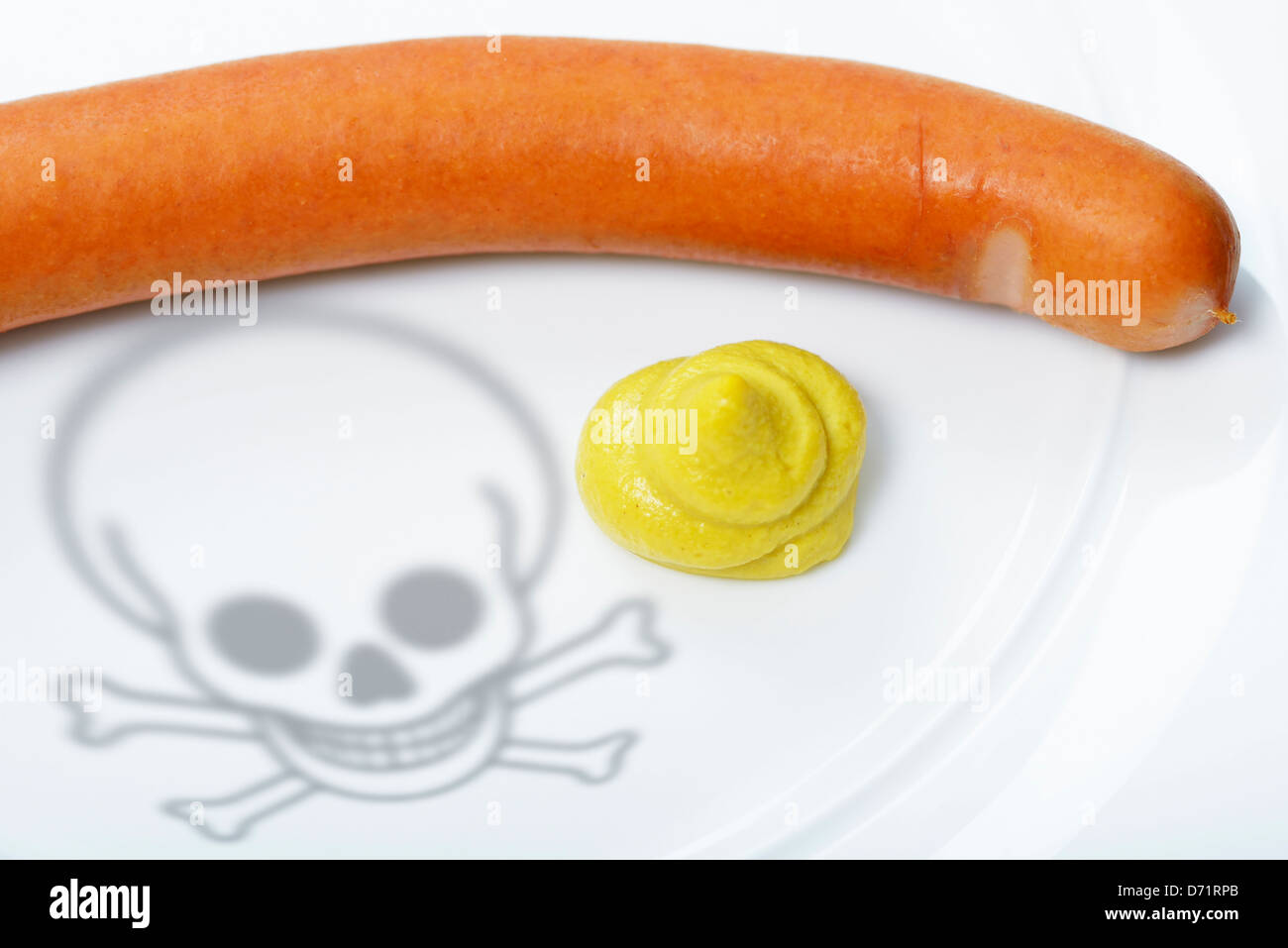 Small sausages with death's-head shade, symbolic photo Gammelfleisch Stock Photo